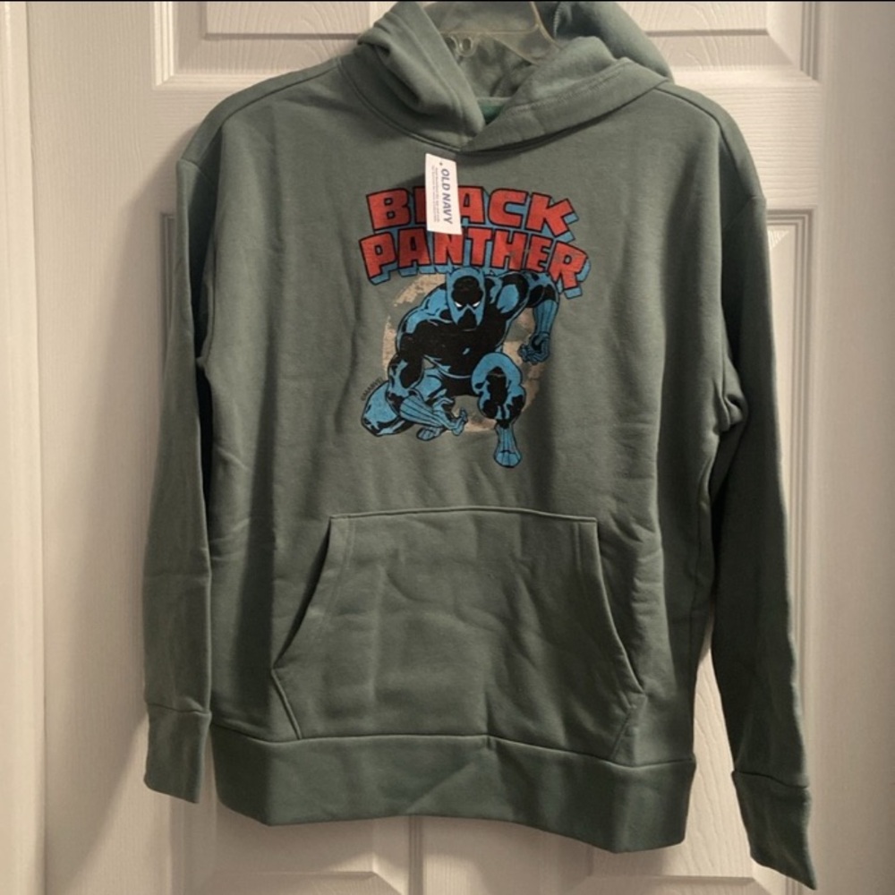 Old Navy Boy’s Black Panther Hoodie Green Size XL (14/16) NWT